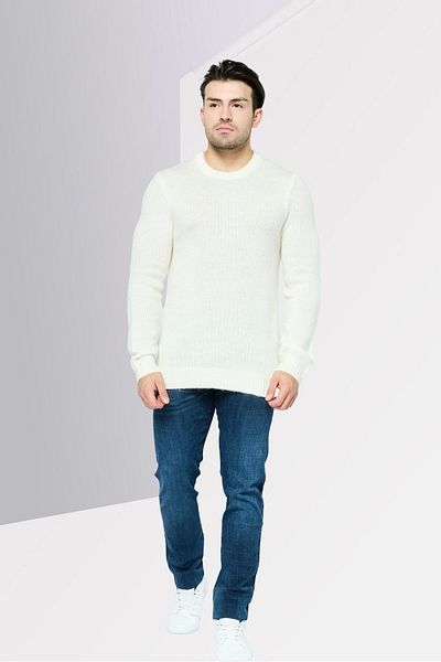 Michael Kors Men Crew Neck Long Sleeve Knitted Sweater, Cream