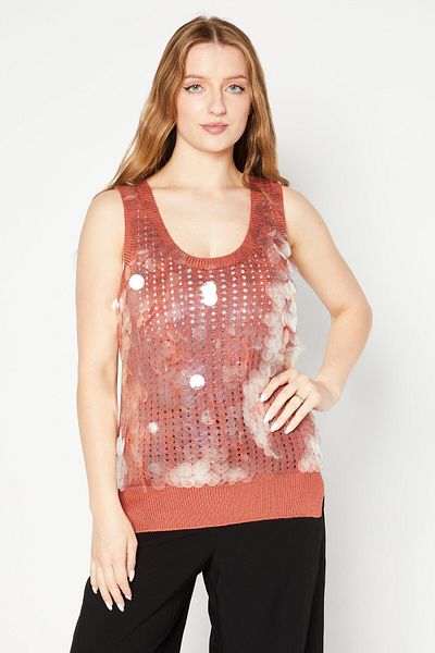Bottega Veneta Women U Neck Sleeveless Textured Tops, Pink Hibiscus