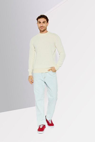 BOSS Men Crew Neck Long Sleeves Knitted Sweater, Beige