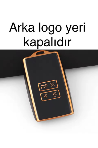 ŞENYILDIZ AKSESUAR رينو أسترال - غطاء حماية للمفتاح، أسود وذهبي مفصل 2.انظر إ...