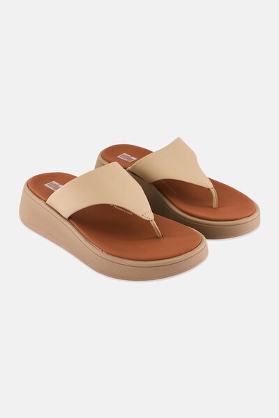 Fitflop Women F-Mode Leather Flatform Toe-Post Sandals, Beige