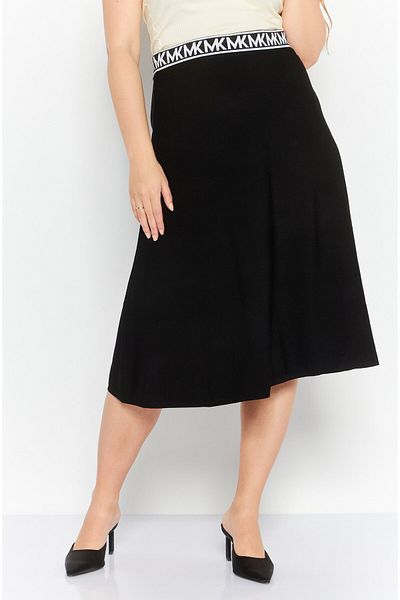 Michael Kors Women Eco Bold Logo Metallic Flare Skirts, Black
