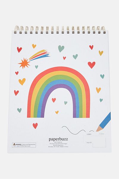 Paperbuzz Sketch Book With 12 Gel Pen Set, White Combo