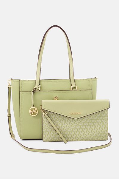 Michael Kors Women Brand Logo Shoulder Bag 34 L x 28 H x 10 W cm, Sage Green