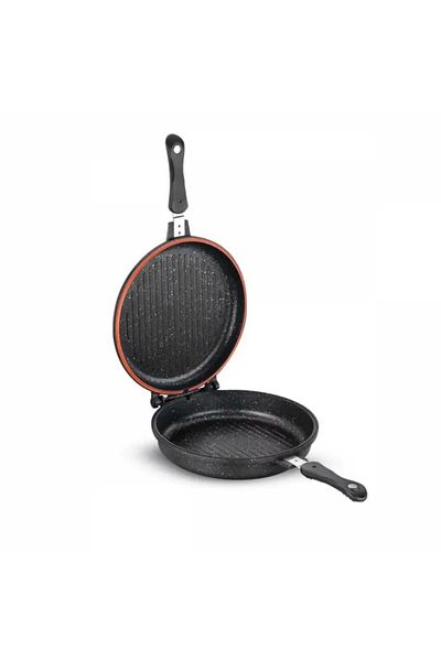KORKMAZ Round Grill Pan with Black Granite Lid 28cm
