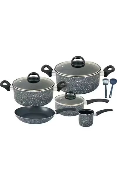 Trust Pro Aluminum Non Stick Cookware Set of 10 Pcs Gray KR69