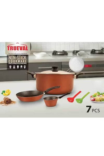 Trust Pro Aluminum Non Stick Cookware Set of 7 Pcs Brown T1037
