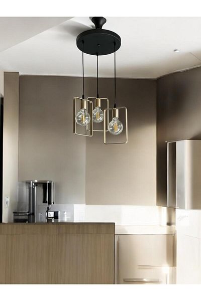 ONUR AVİZE Modern Zen 3-Piece Antique Pendant Lamp Chandelier