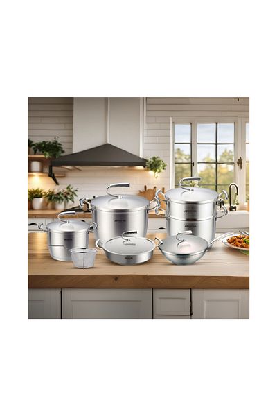 Arshia High Quality Luxury Stainless Steel Cookware Set. Consists Of 12pcs