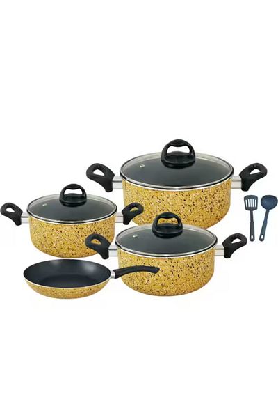 Trust Pro Aluminum Non Stick Cookware Set of 9 Pcs Yellow KR56
