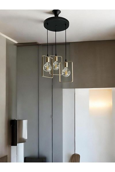 ONUR AVİZE Modern Zen 3-Piece Antique Pendant Lamp Chandelier