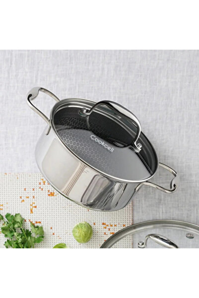 Cookcell Stainless Steel Heat Cube Coating Non-stick Cookware Pot, 26 Cm Size