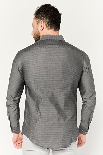 Perry Ellis Men Slim Fit Allover Print Long Sleeves Casual Shirt, Grey