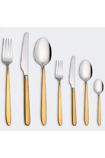 Jumbo 9400 Matte Gold 12 Person 84 Piece Cutlery Set