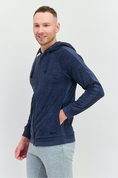 Civil Society Men Hooded Textured Long Sleeves Sweatshirt, Navy