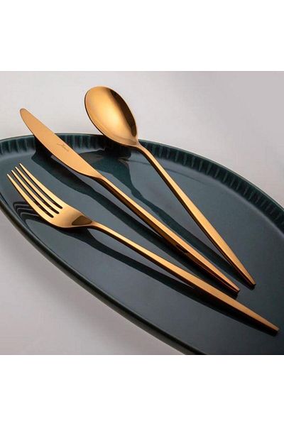 Jumbo 5800 Apollo 12-Person 84 Piece Titanium Bronze Fork Spoon Knife Set