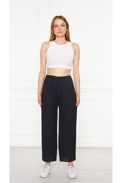 Oyga Pantaloni și pantaloni de trening cu nervuri negre pentru femei, pijamale casual pentru acasă