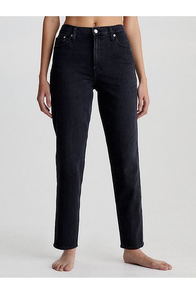 Calvin Klein Women's Woven Fabric Regular Waist Straight Model Black Jeans J20J221659-1BY