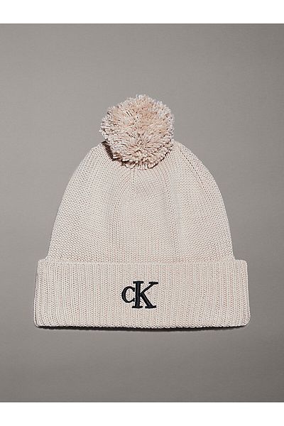 Calvin Klein Gestrickte Baskenmütze mit Logo-Stickerei und weichem Pompon – K60K 612653 PAS