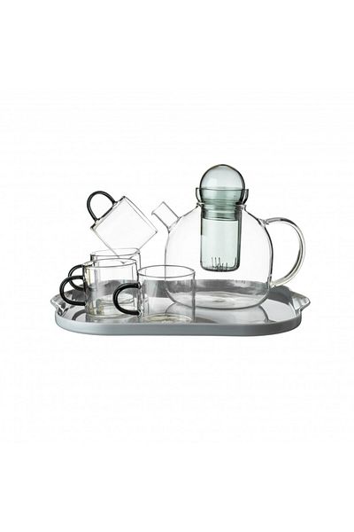 HIC Teapot Set with Glass Cups 7 Piece
