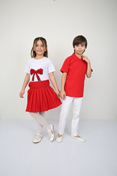 Ümiteks world of clothes Ținuta de 23 aprilie - Împreună cu fustă roșie plisa...