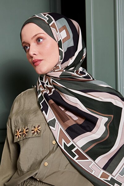 Levidor Khaki Geometric Pattern Royal Shawl