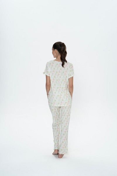 U.S. Polo Assn. Bumbac, Gât rotund, mânecă scurtă, imprimeu copac, set pijamale damă