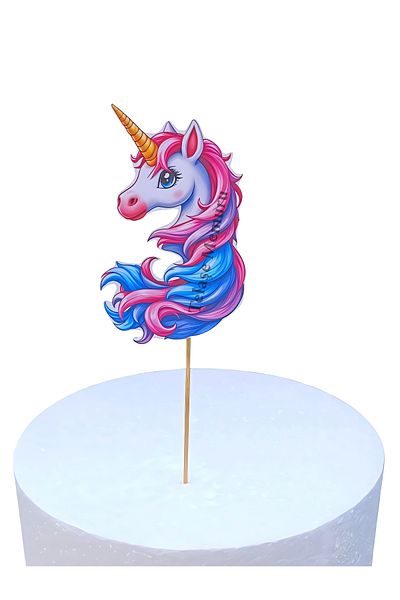 telaşe memuru Unicorn cake topper number 3 - unicorn birthday concept number 3 with stick