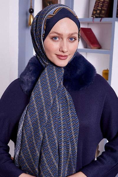 Levidor Indigo Maze Pattern Royal Shawl