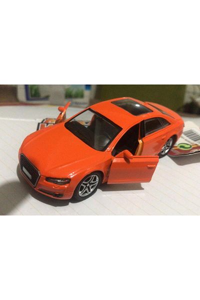Sunman Toy Metal Model Car Flip up Door 1/36 Pull Drop Orange Audi