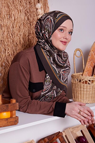 Levidor Acı Kahve Soft Etnik Desen Royal Şal