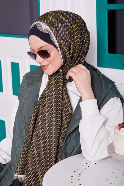 Levidor Royal Shawl με μοτίβο λαδιού πράσινου λαβύρινθου