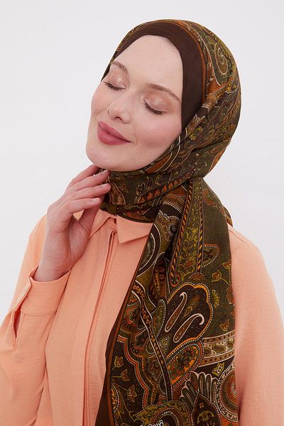 Levidor Χακί έθνικ μοτίβο Royal Shawl