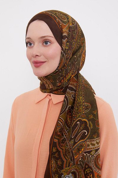 Levidor Χακί έθνικ μοτίβο Royal Shawl