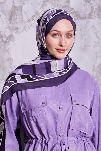Levidor Μωβ γεωμετρικό σχέδιο Royal Shawl