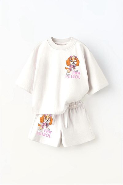 Monila Girl's Paw Patrol Printed Cotton Crew Neck Bottom Set