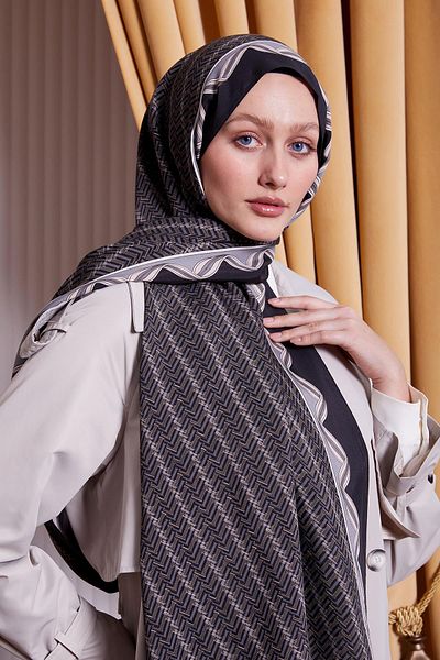 Levidor شال ملكي بنمط متاهة رمادية
