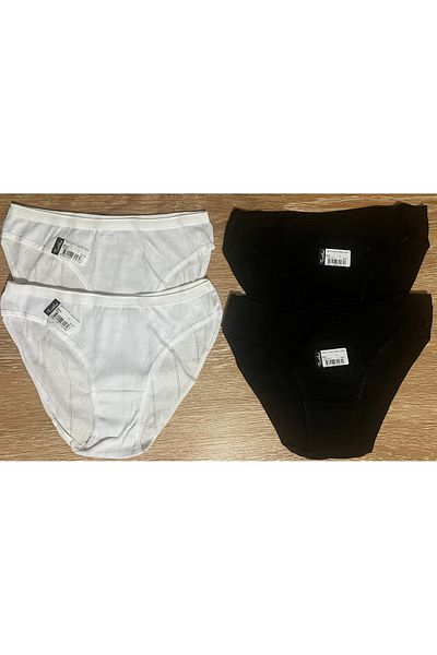 Tutku Chiloți de bikini simpli alb-negru pentru femei 4 buc