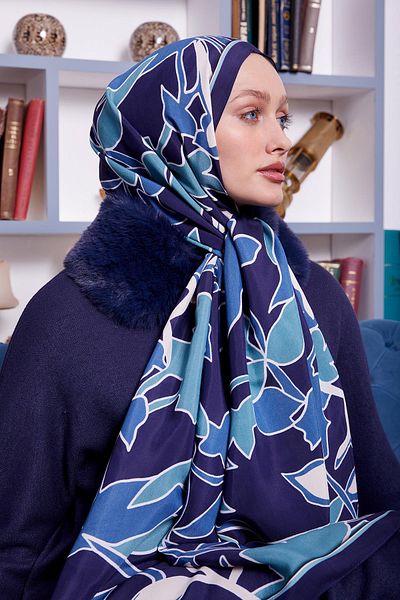 Levidor Μπλε ναυτικό μοτίβο φύλλων Royal Shawl