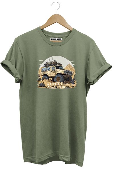 onsrawear Outdoor Offroad 4X4 Car Printed Mountain a Little Dirt Never Hurt 100% Cotton Khaki Basic T-Shirt