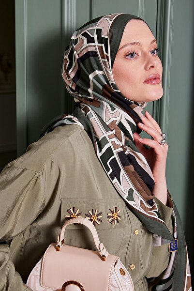 Levidor Khaki Geometric Pattern Royal Shawl