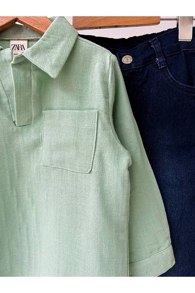 Kids Linen Shirt Jeans Pants Suit