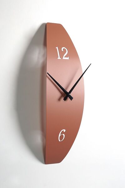 Artepera Curve Of Time Kiremit Rengi Metal Sessiz Duvar Saati - 46x15 Cm - Mo...