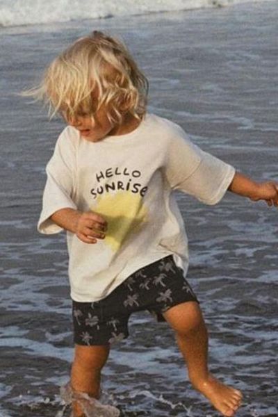 Monila Boy's Printed Cotton Crew Neck Top Set