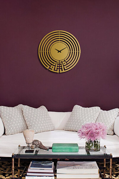 Wall Art İstanbul Tevekkül Yazılı Metal Sessiz Duvar Saati - 70 X 70 Cm - Isl...