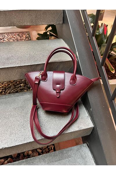 ALZ COUTURE Vera Bucket Crossbody Bag Claret Red