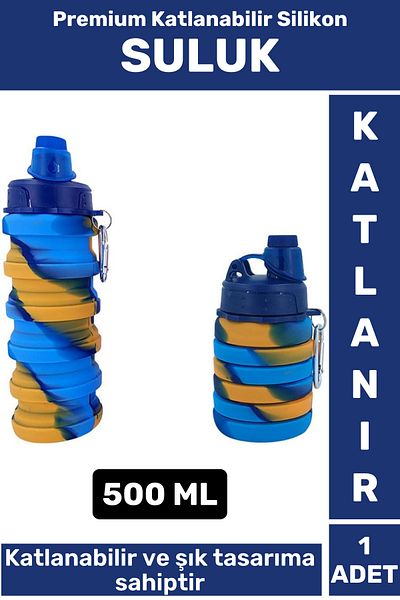 Wintoup Premium Portable Bpa Free Stylish Camping Sports Travel Silicone Foldable Water Bottle 500 ml