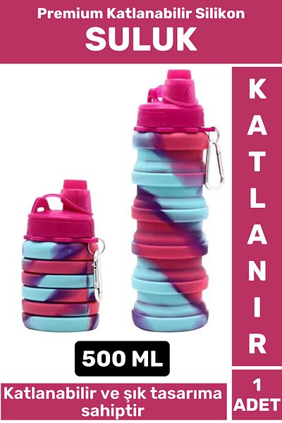Wintoup Premium Portable Bpa Free Stylish Camping Sports Travel Silicone Foldable Water Bottle 500 ml