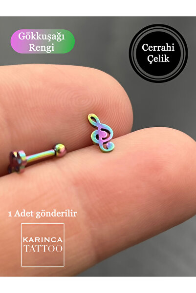 Karınca Piercing Gökkuşağı Sol Anahtarı Müzik Kulak Forward Helix Flat Conch ...