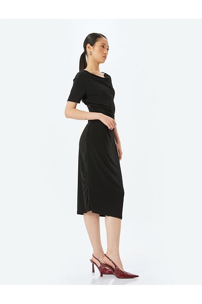 Koton black Short Sleeve Midi Dress